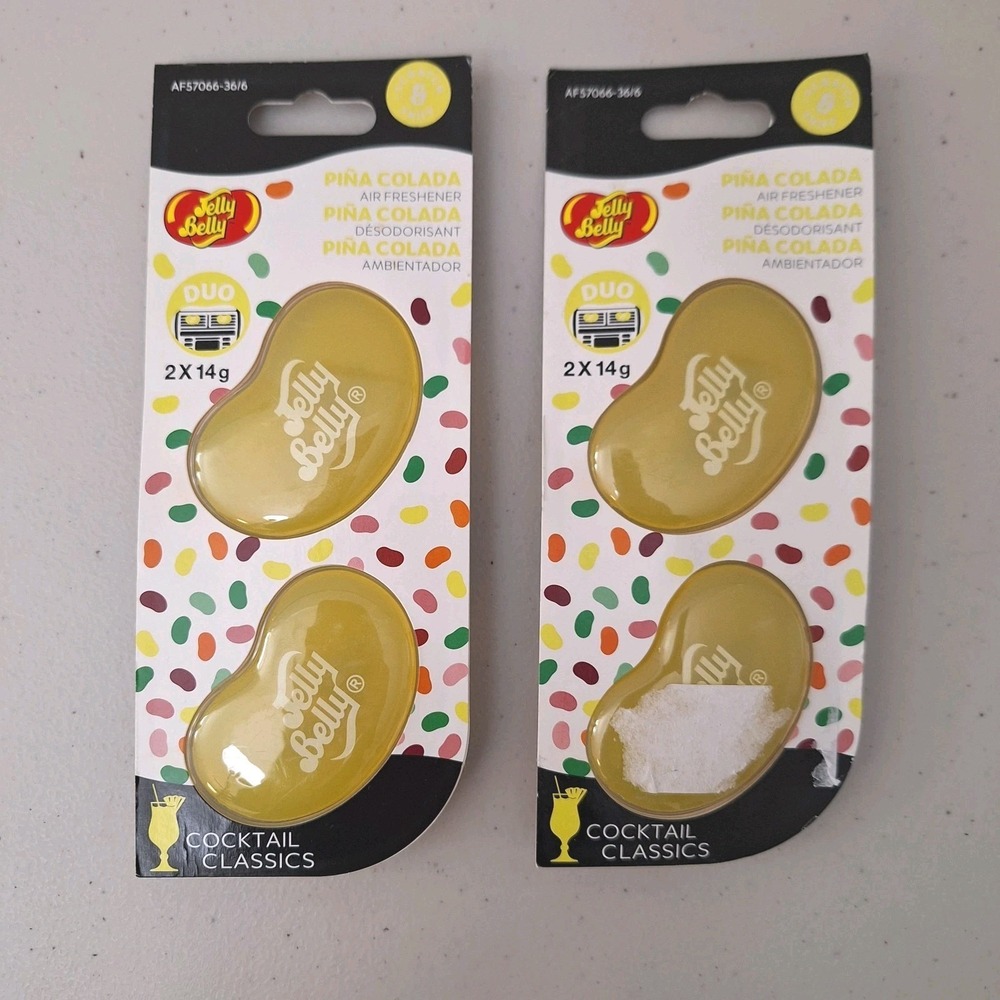 2 Packs Jelly Belly PINA COLADA Scratch & Sniff Car Vent Air Fresheners